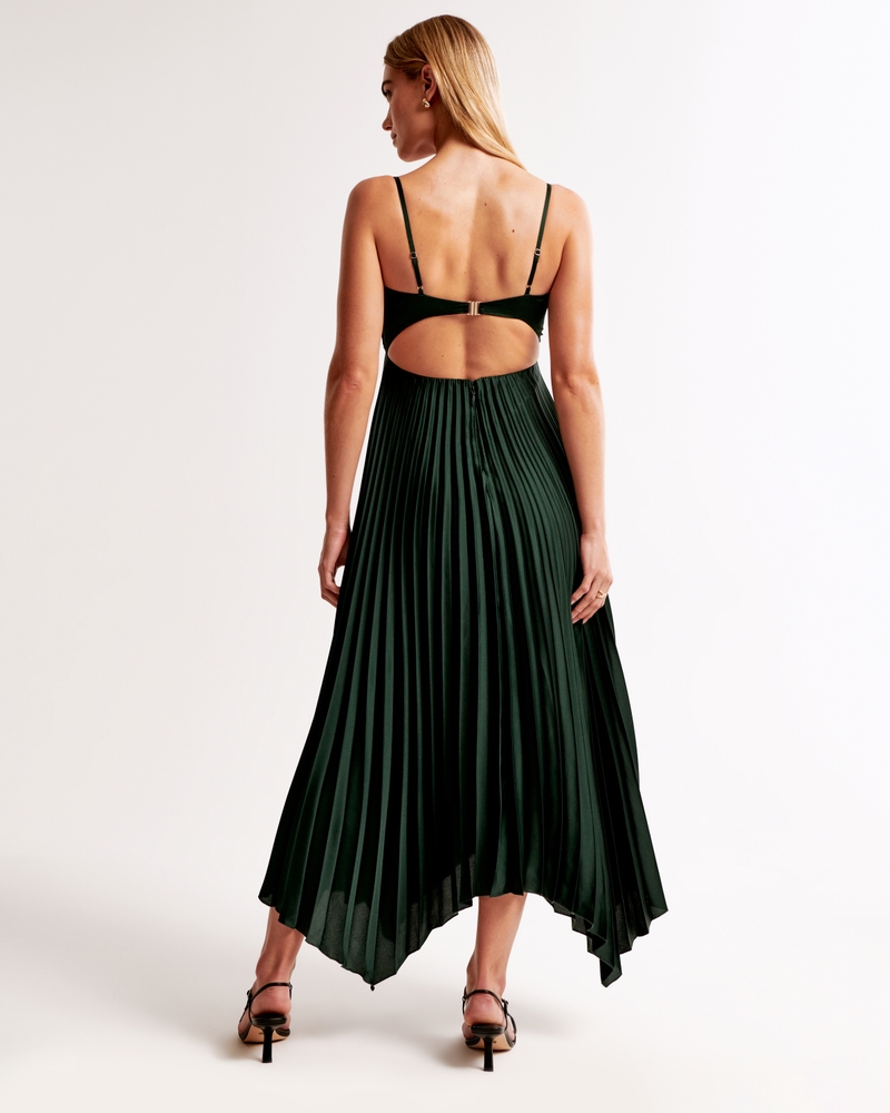 The A&F Giselle Clasp-Back Pleated Midi Dress