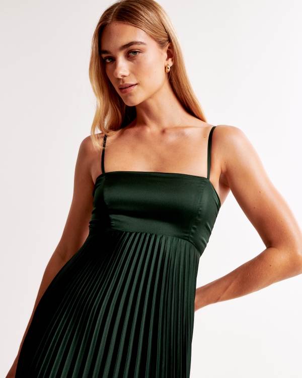 Women's The A&F Giselle Clasp-Back Pleated Midi Dress | Women's Clearance |  Abercrombie.com