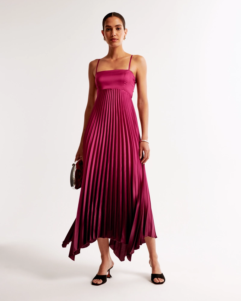 The A&F Giselle Clasp-Back Pleated Midi Dress