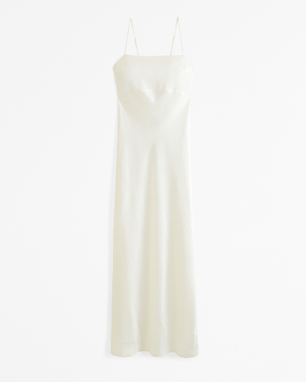 The A&F Julia Slip Cowl Back-Bow Maxi Dress, Pearl view 1