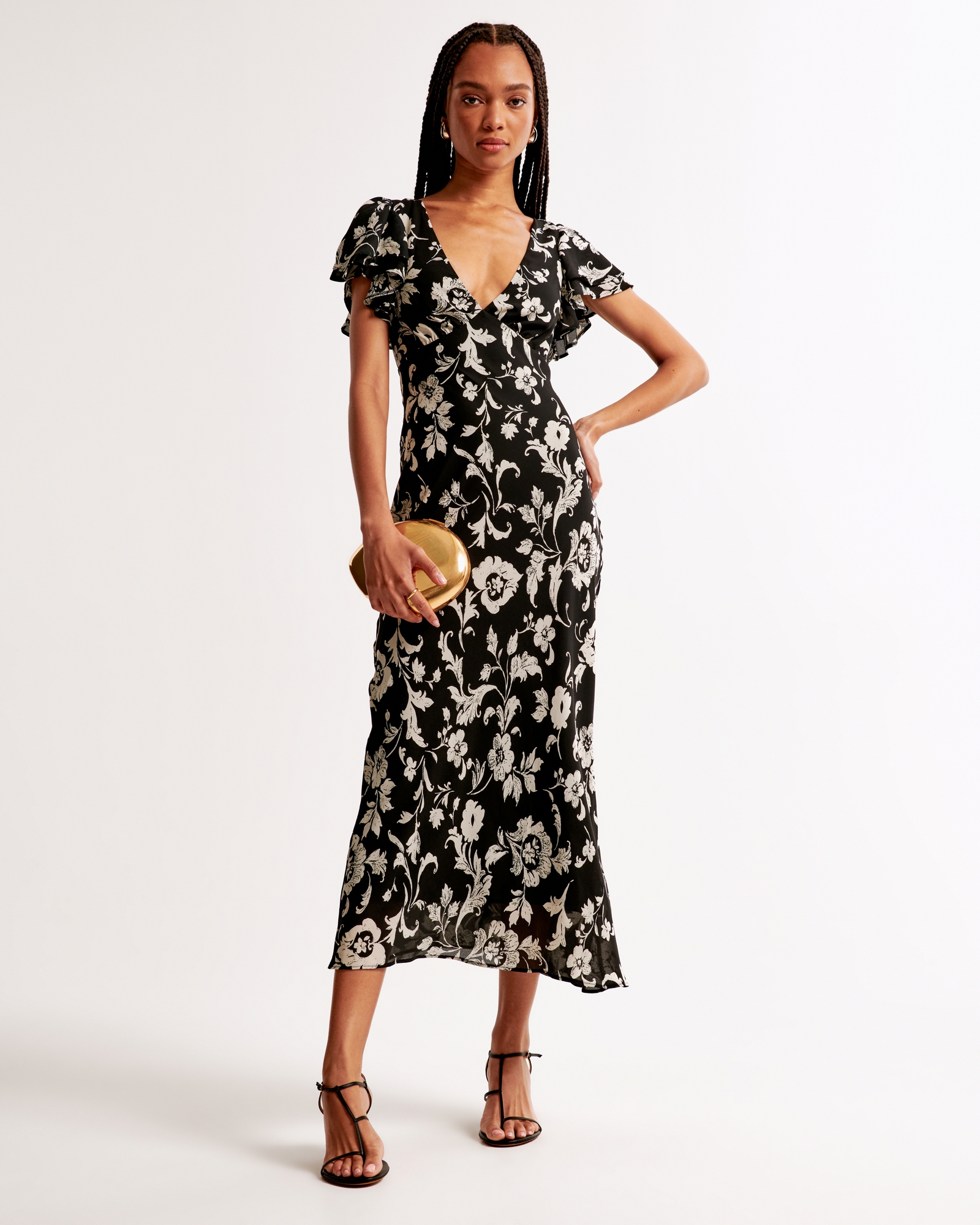 Ruffle Sleeve Maxi Dress