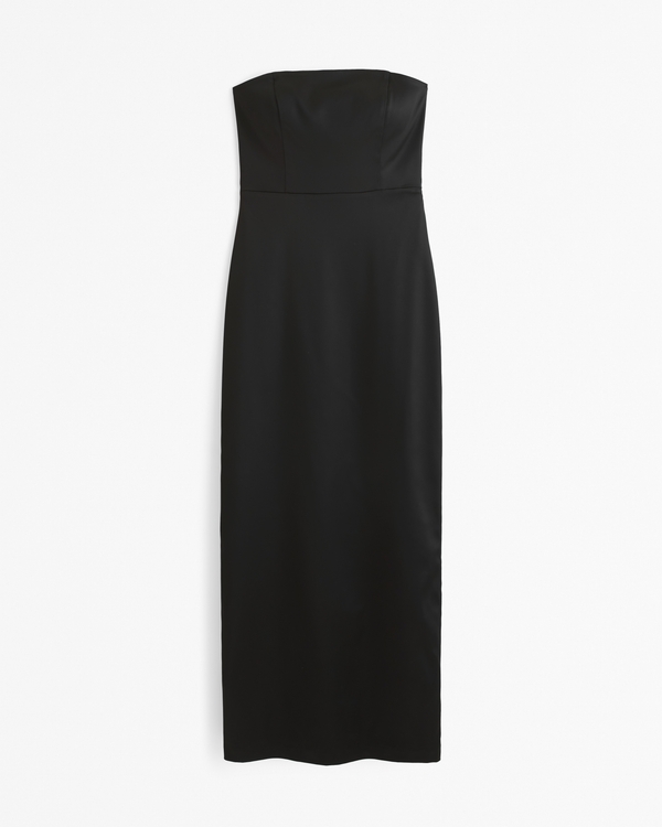 Strapless Satin Sculpt Maxi Dress, Black view 2