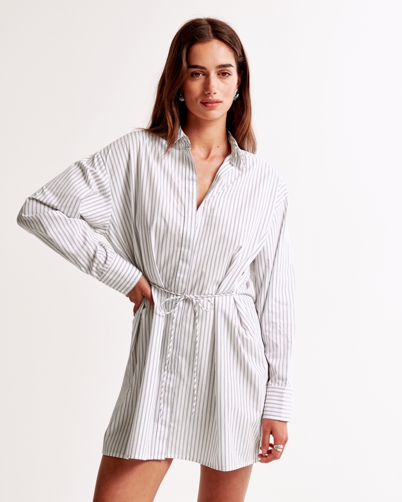 Long-Sleeve Mini Shirt Dress