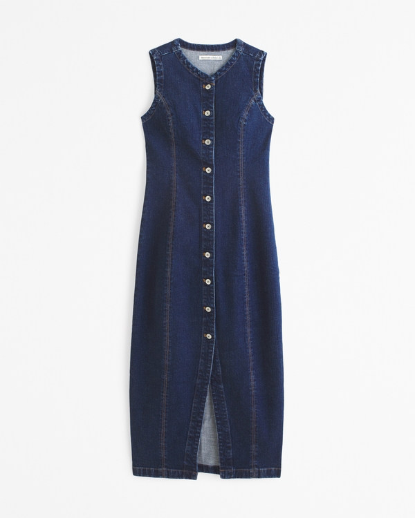 The A&F Mara High-Neck Vest Midi Dress, Dark view 1