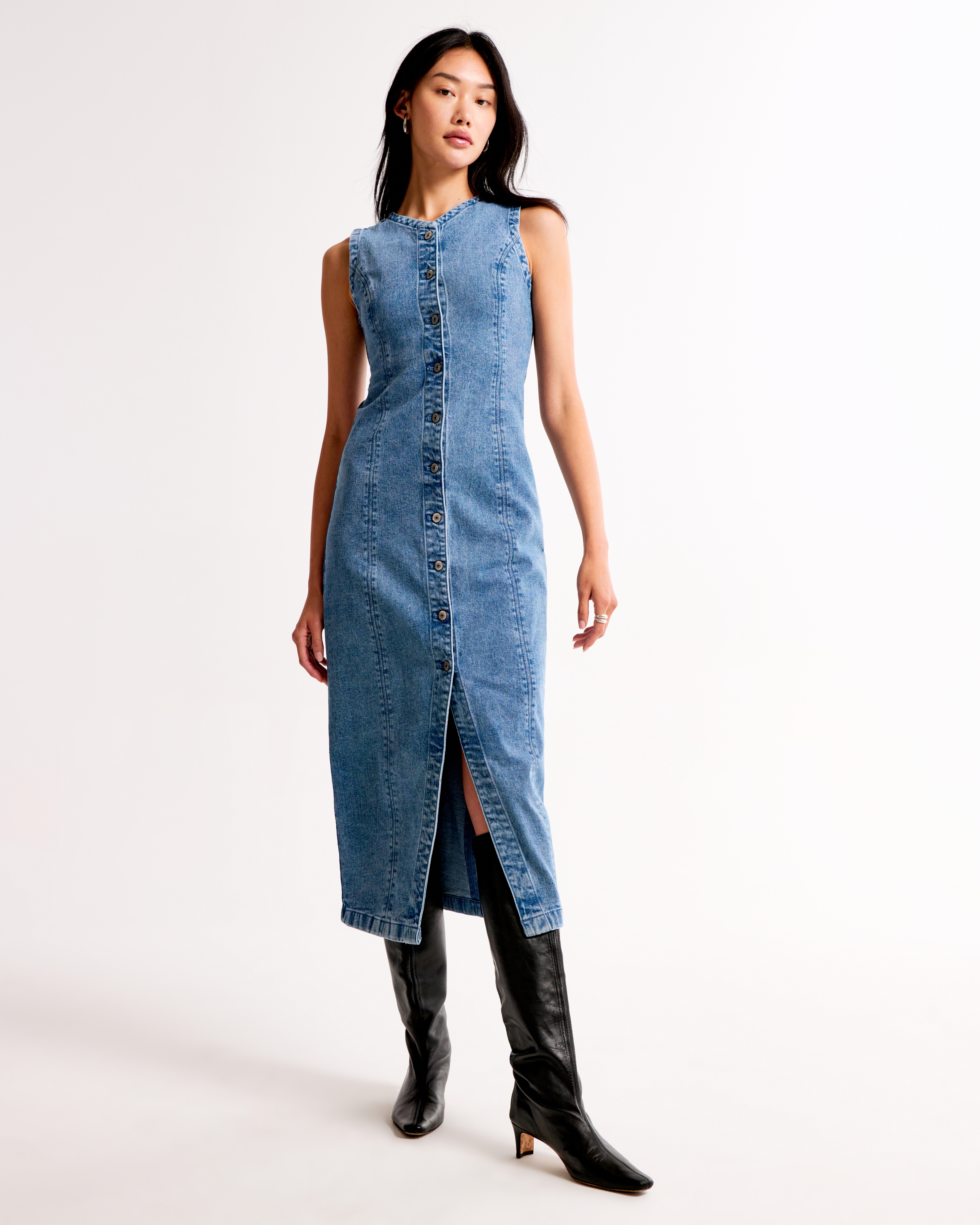 Women's The A&F Mara High-Neck Vest Midi Dress | Women's