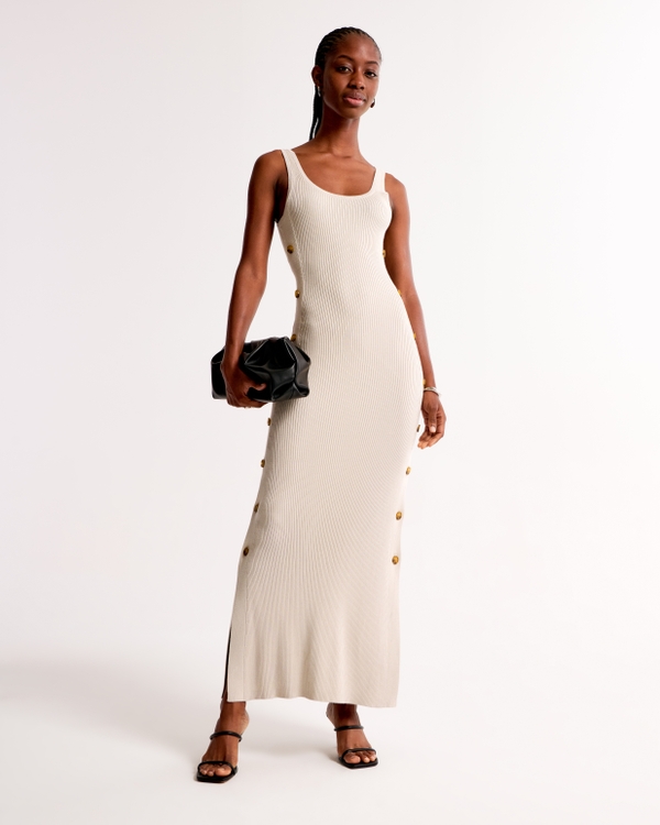 Scoopneck Maxi Sweater Dress, Gray view 1
