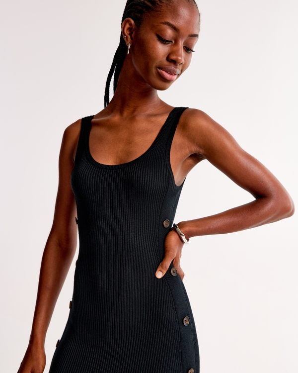 Scoopneck Maxi Sweater Dress, Black view 2
