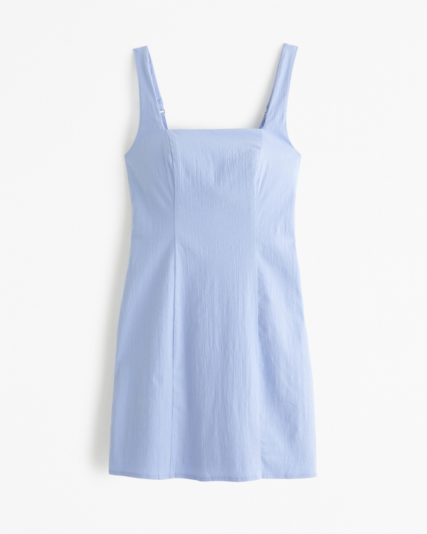 Stretch Squareneck Mini Dress, Light Blue