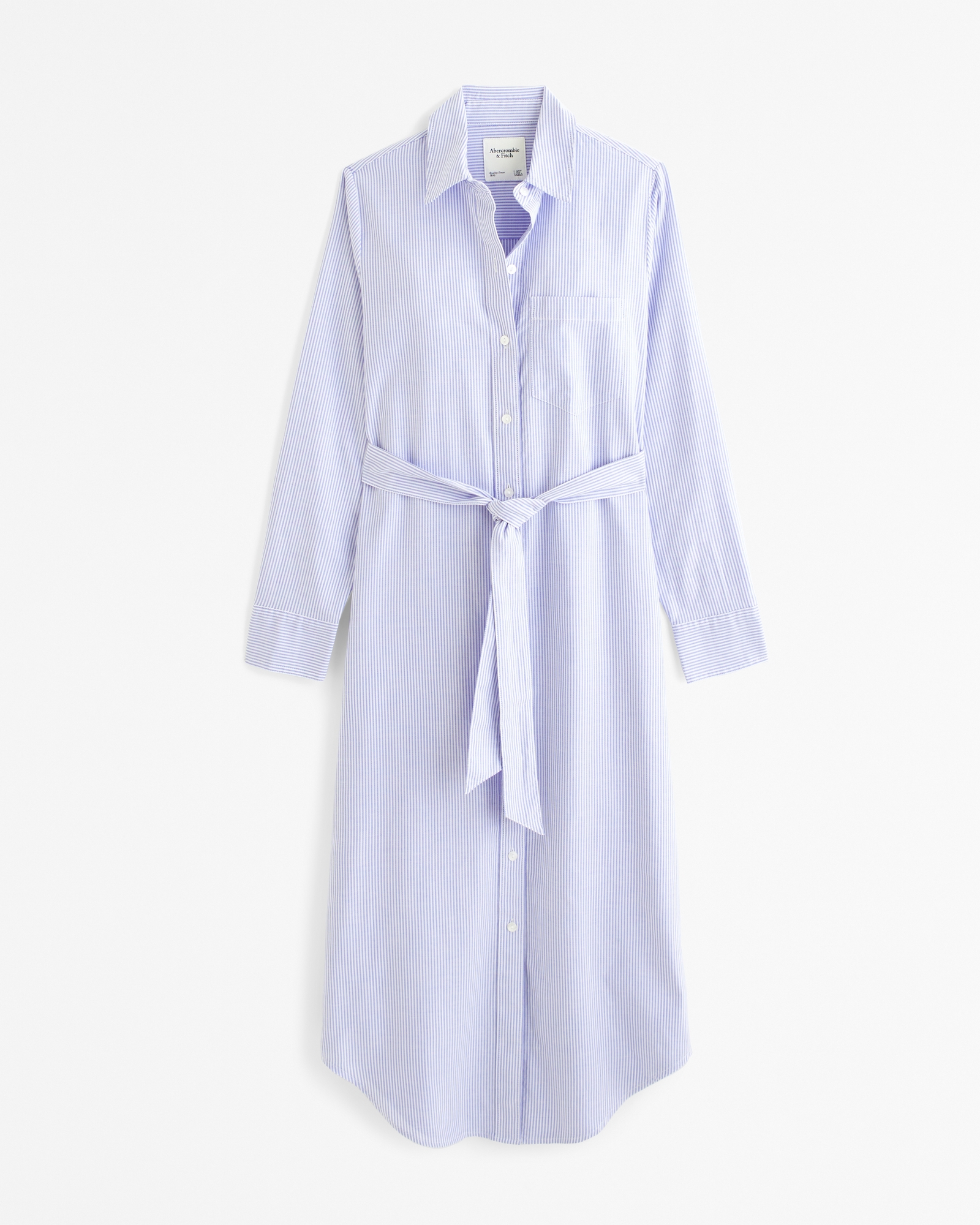 Long-Sleeve Belted Shirt Dress