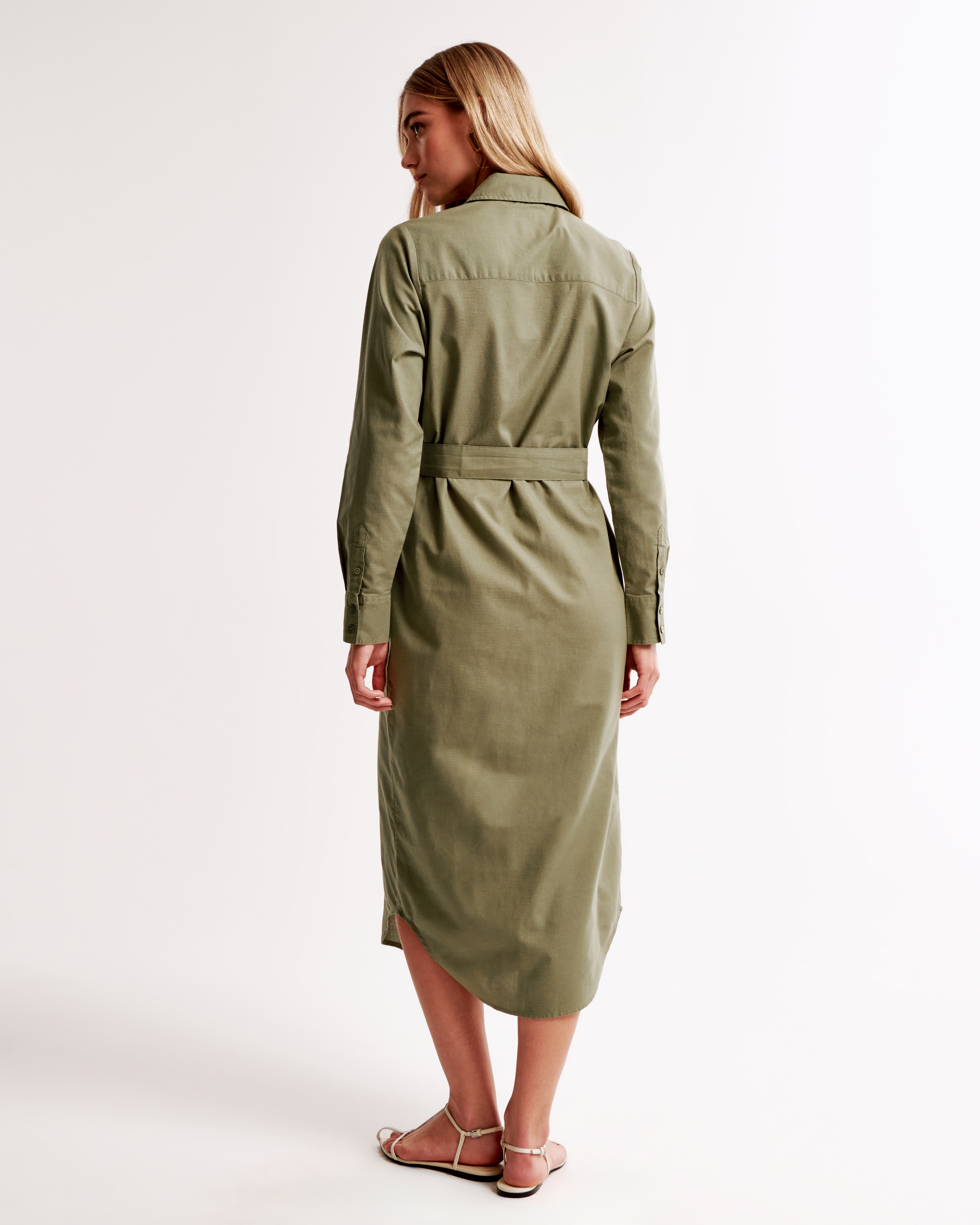 Long Sleeve Belted Shirt Dress