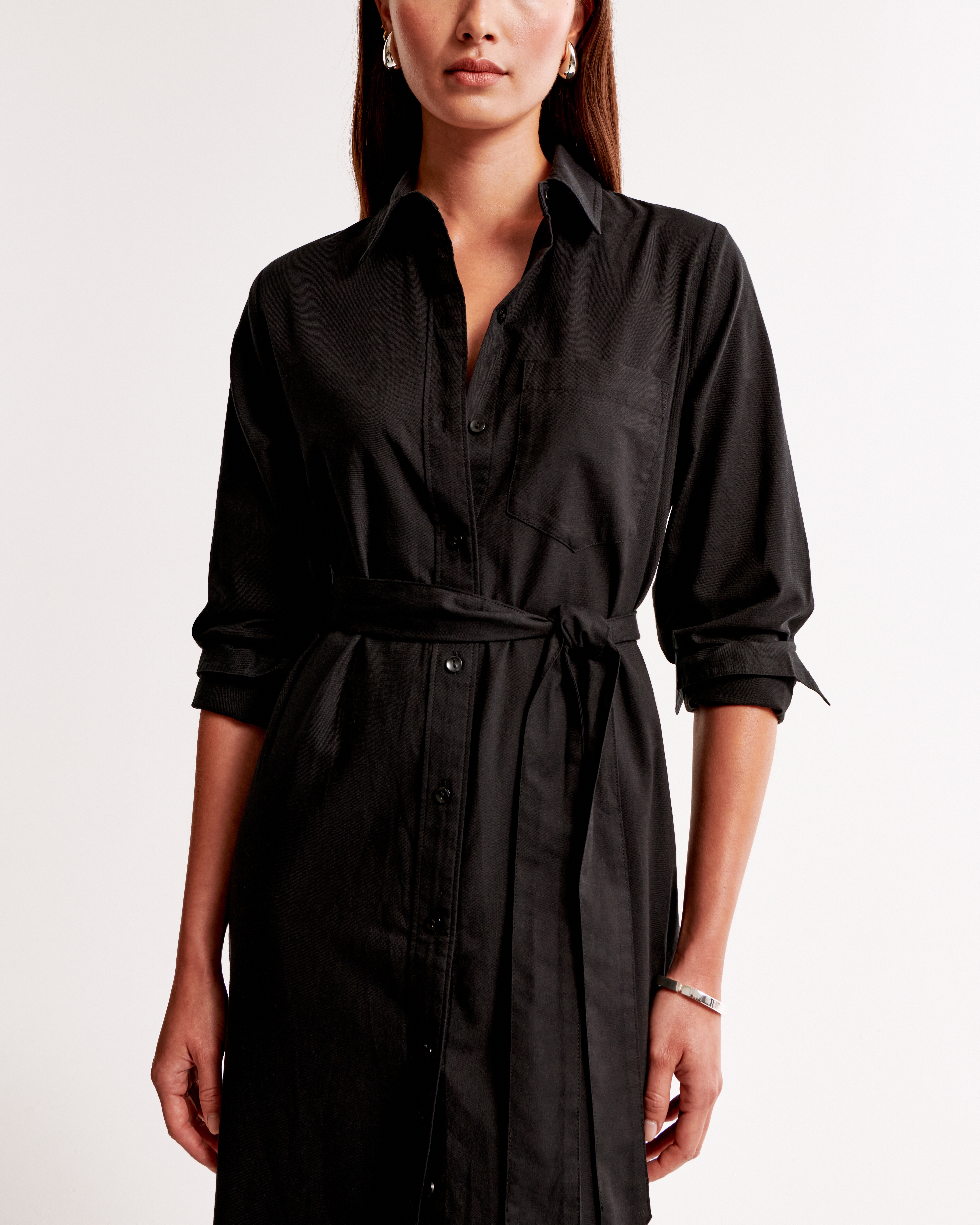 New outlet w tags Abercrombie black satin shirt dress