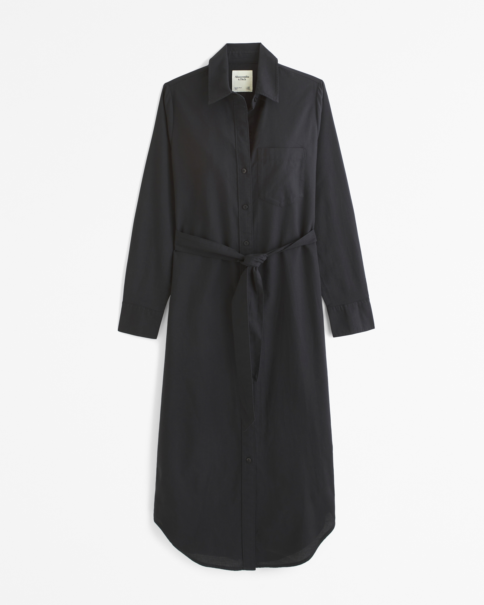 Long-Sleeve Belted Shirt Dress