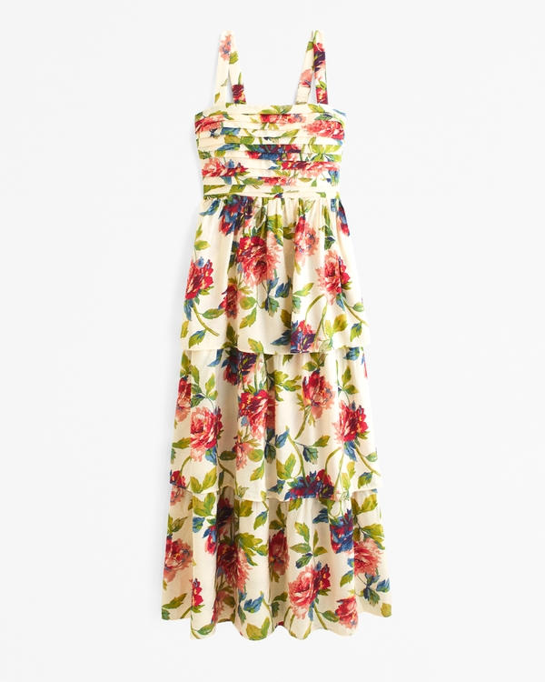 The A&F Emerson Tiered Maxi Dress, Cream Floral