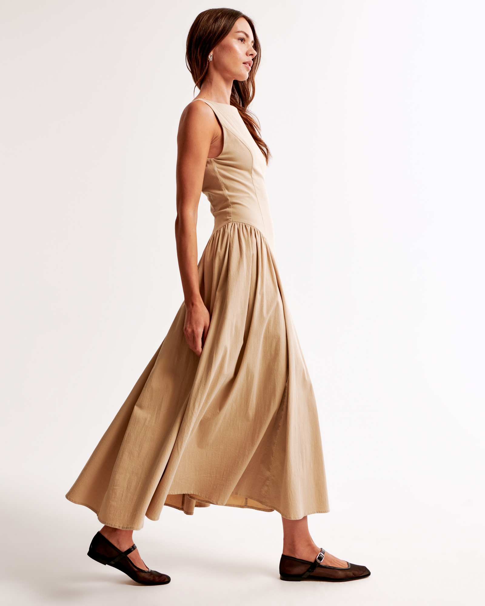 Drop-Waist Midi Dress