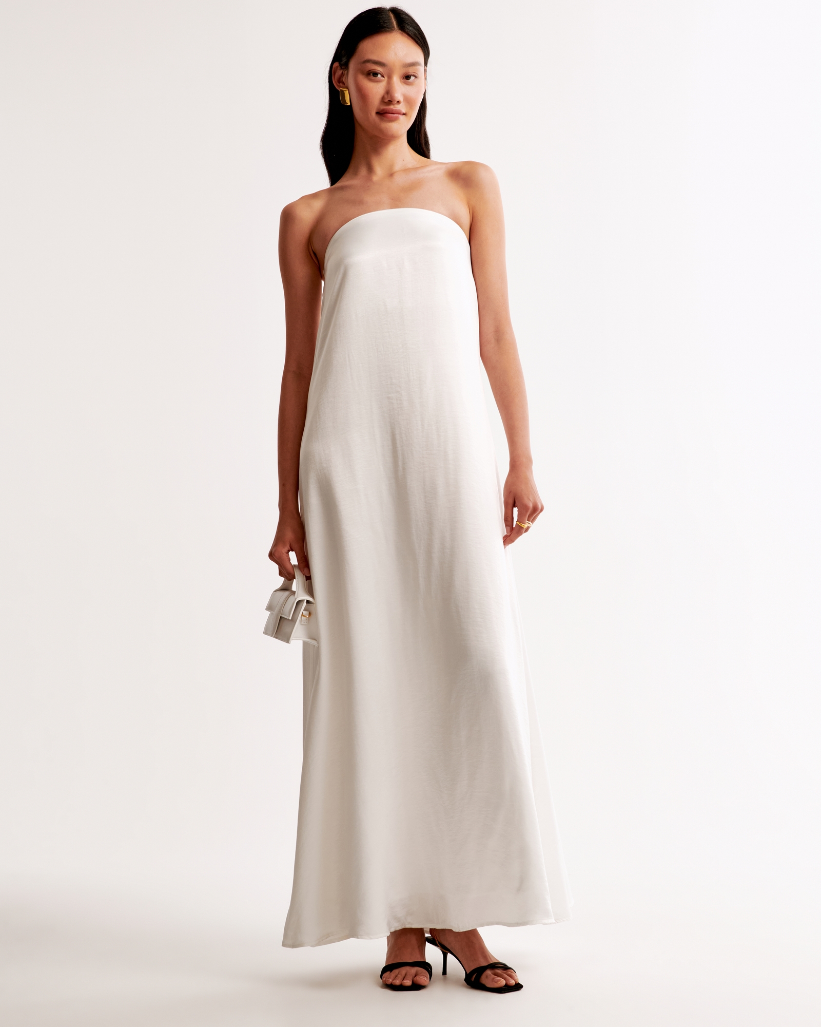 chinese dress ladies White Strapless Maxi Dress S / White main image 0
