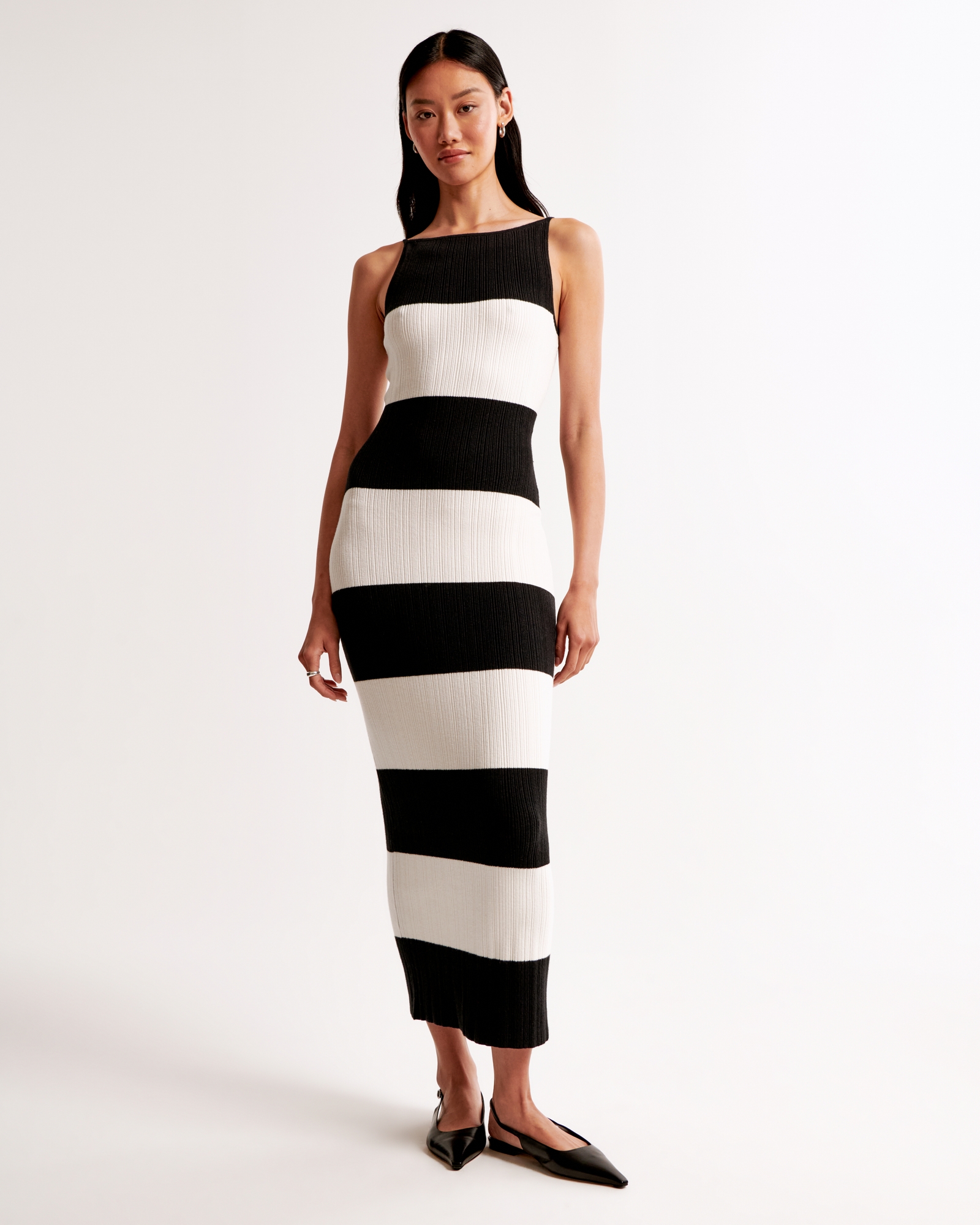 High-Neck Midi Sweater Dress