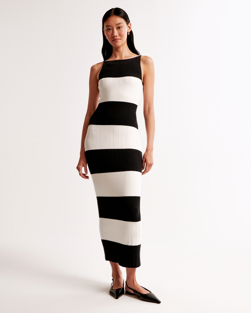 High-Neck Midi Sweater Dress