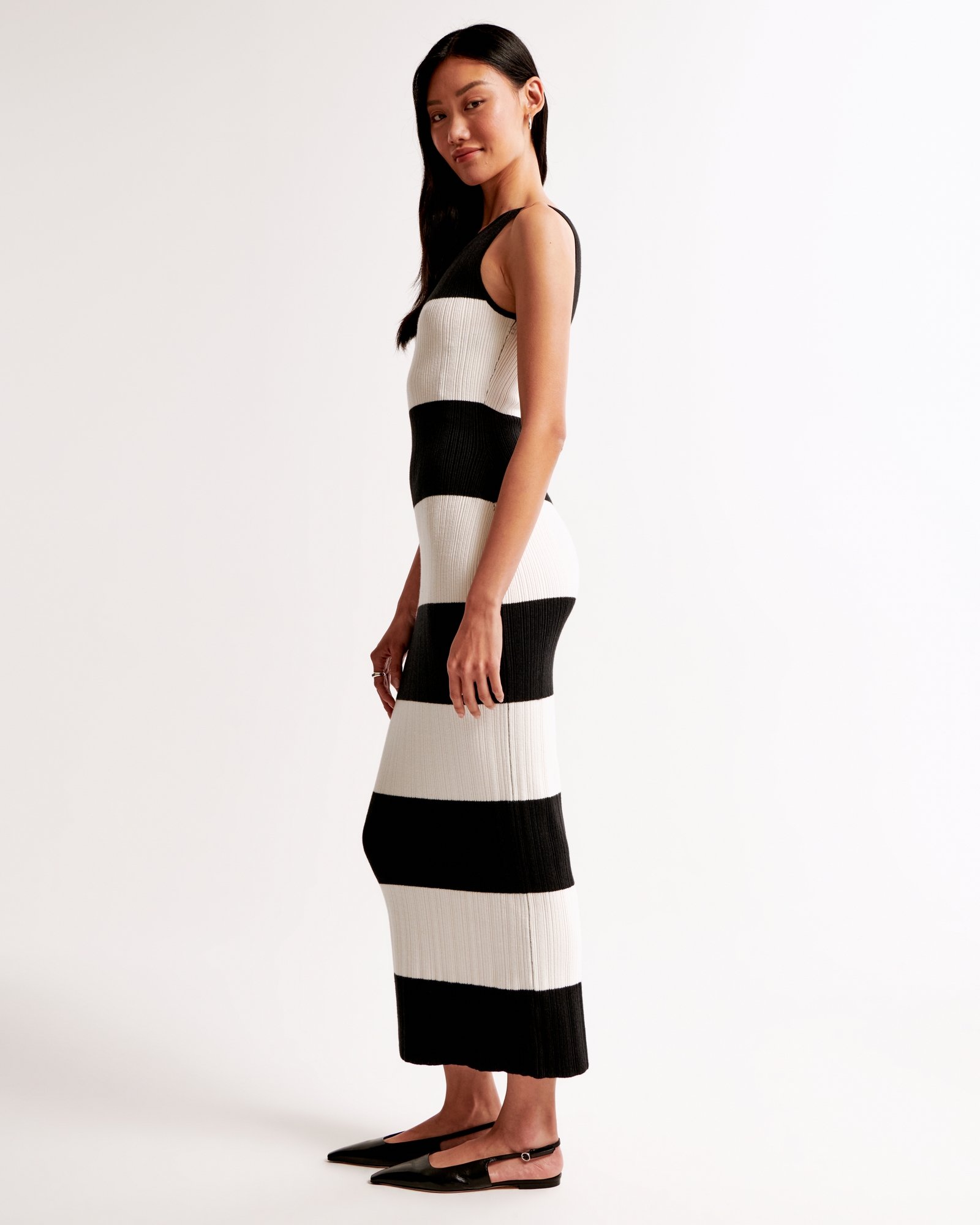 High-Neck Midi Sweater Dress