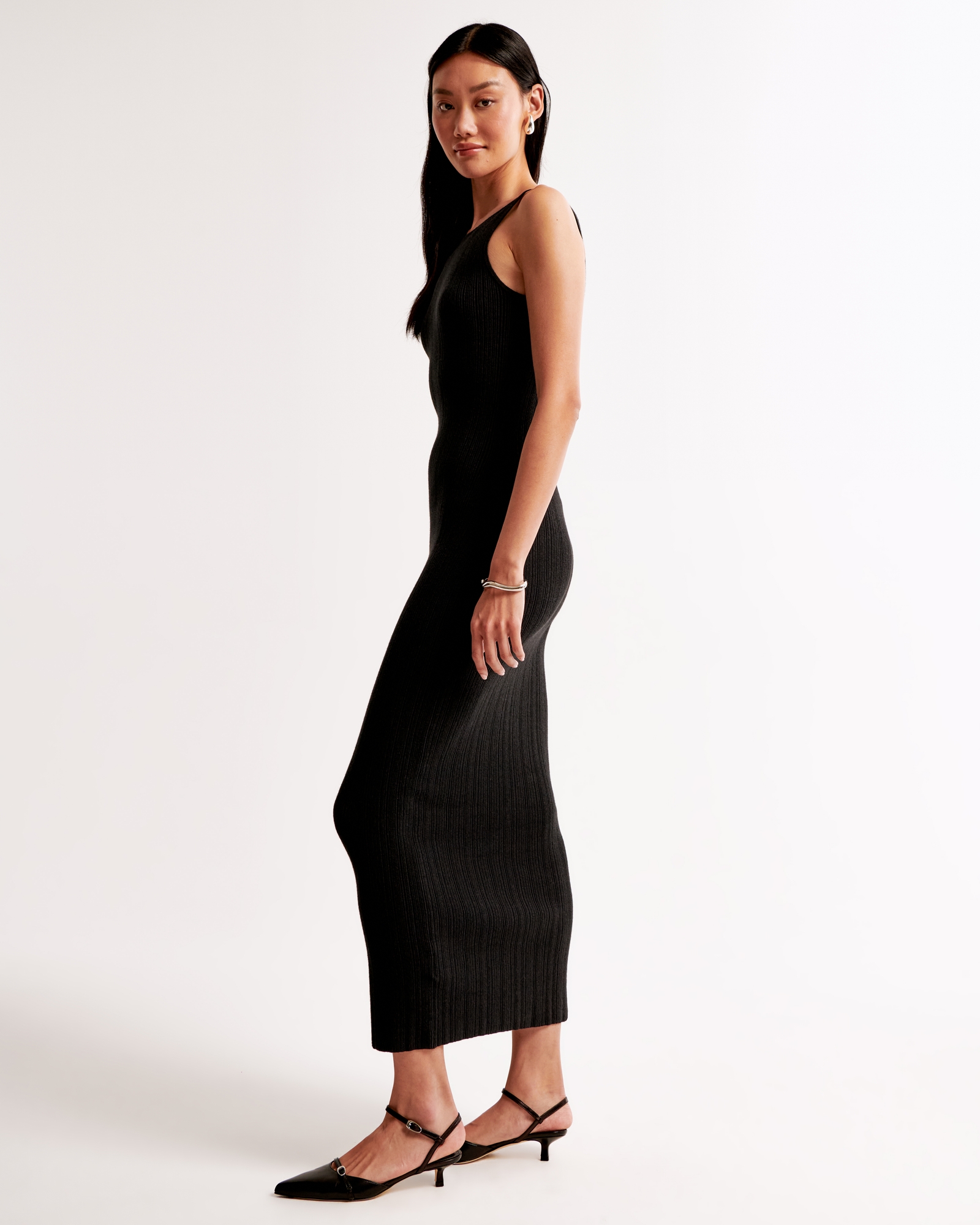 High-Neck Midi Sweater Dress