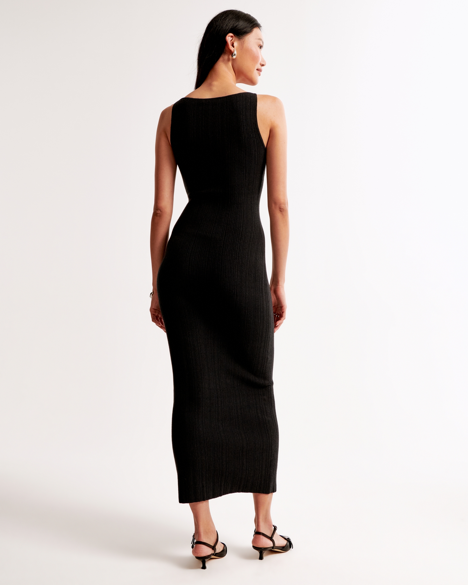 High-Neck Midi Sweater Dress