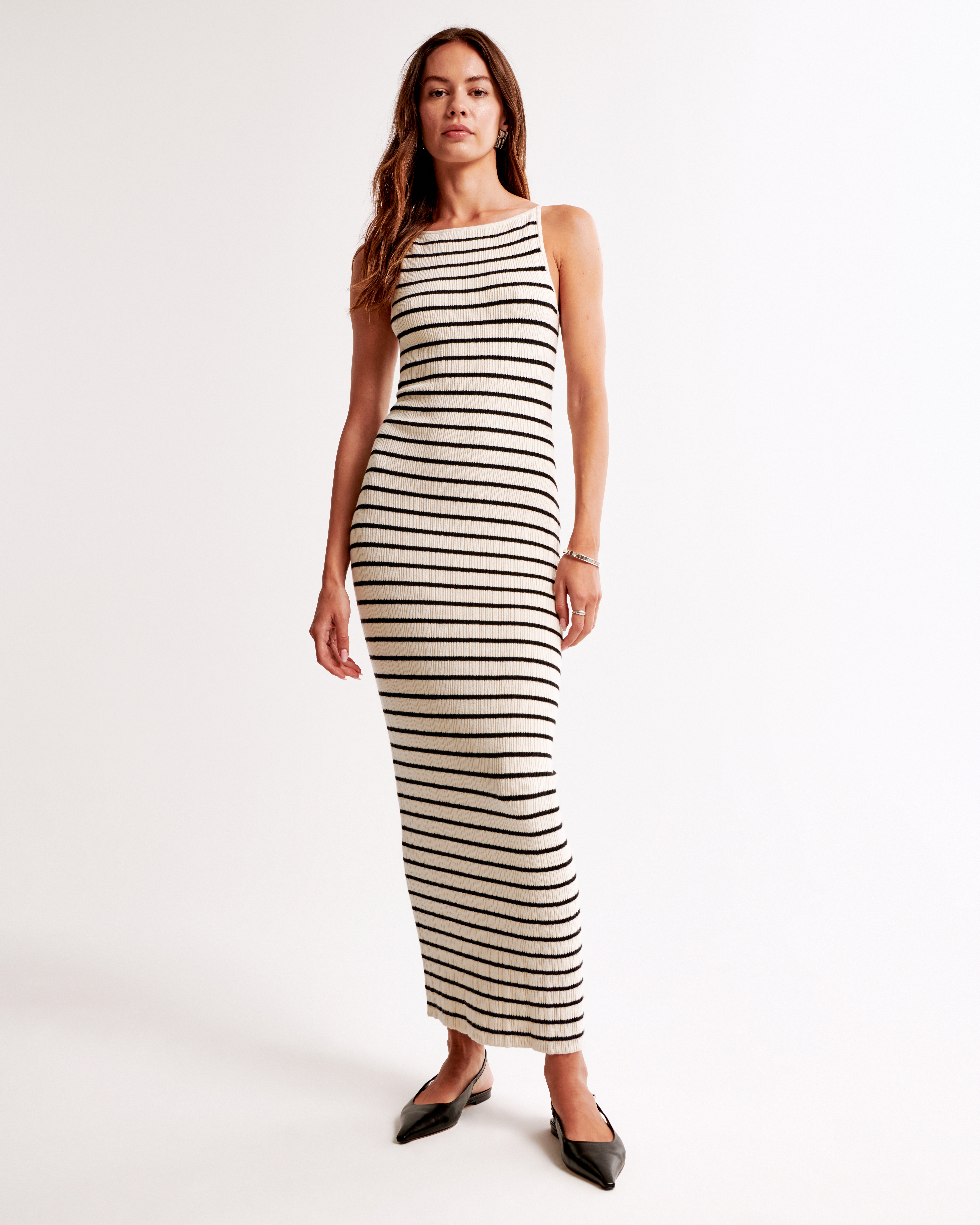 Abercrombie & Fitch High-neck Midi Sweater Dress In Sand