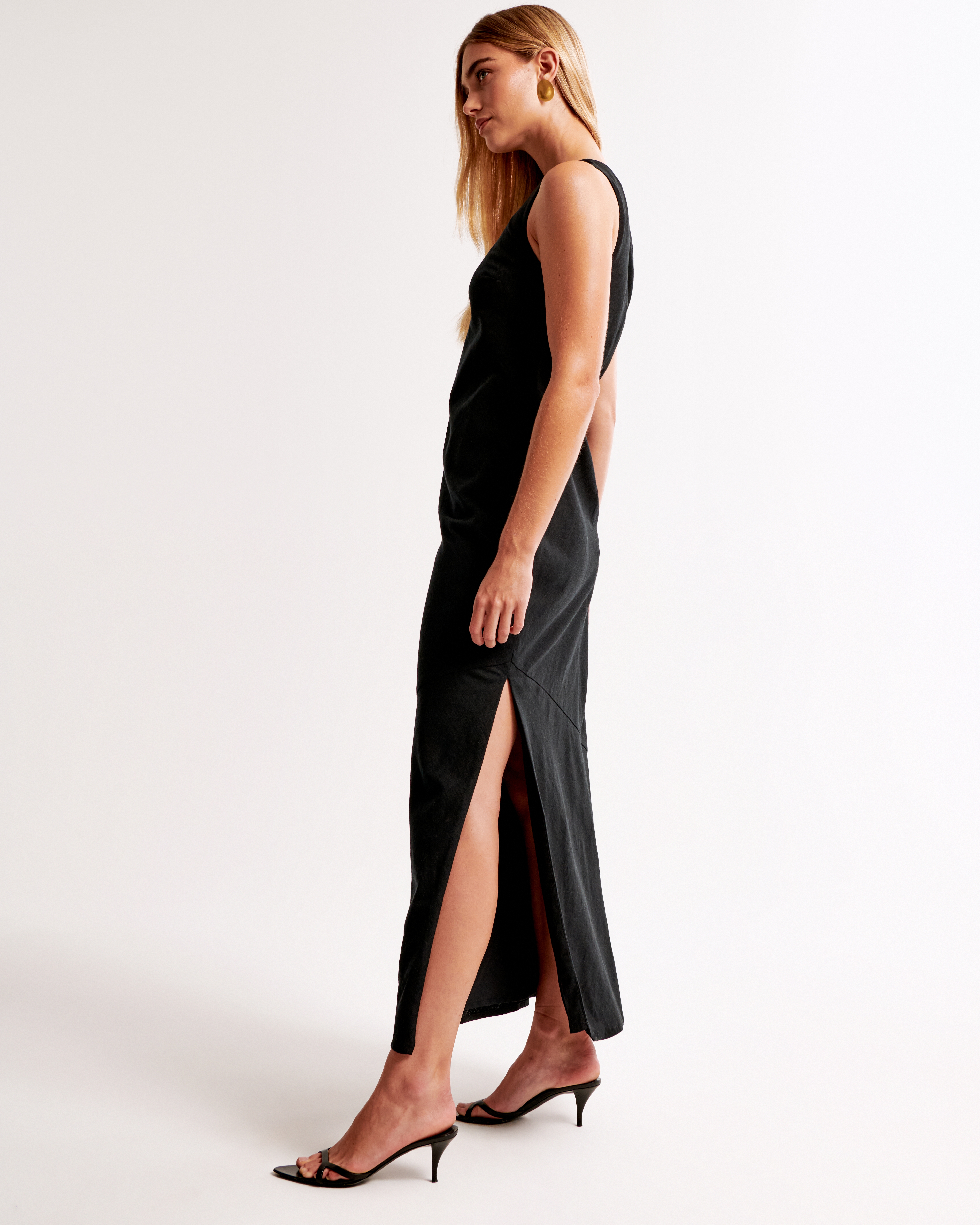 Женские платья Abercrombie & Fitch High-Neck Linen-Blend Maxi Dress — фото 3