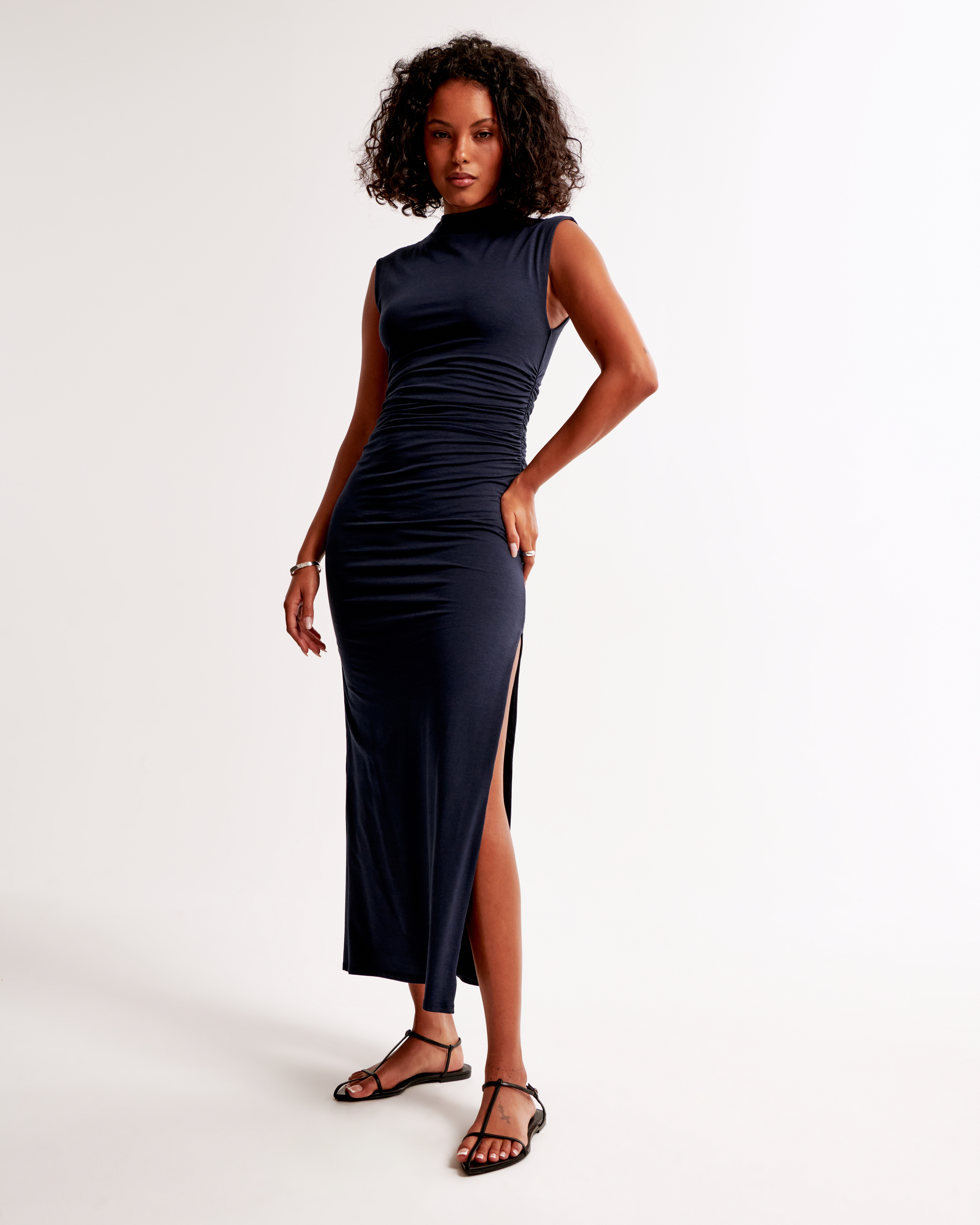 Abercrombie tie shoulder midi 2024 dress with slit