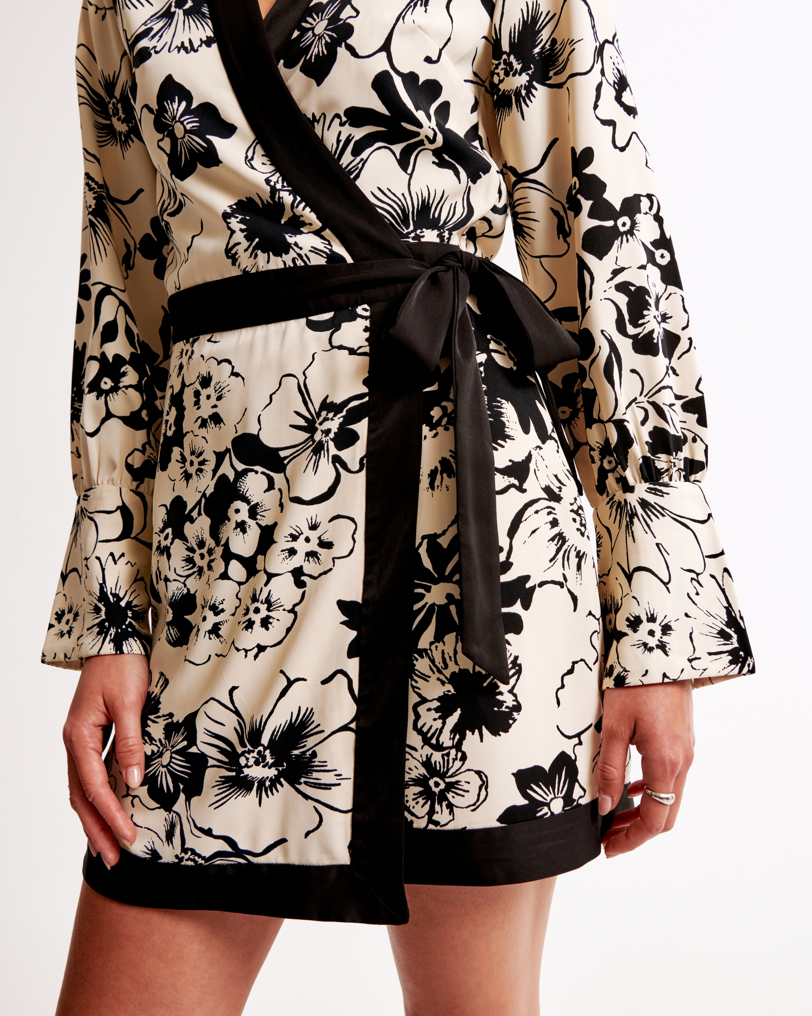 Long-Sleeve Wrap Mini Dress