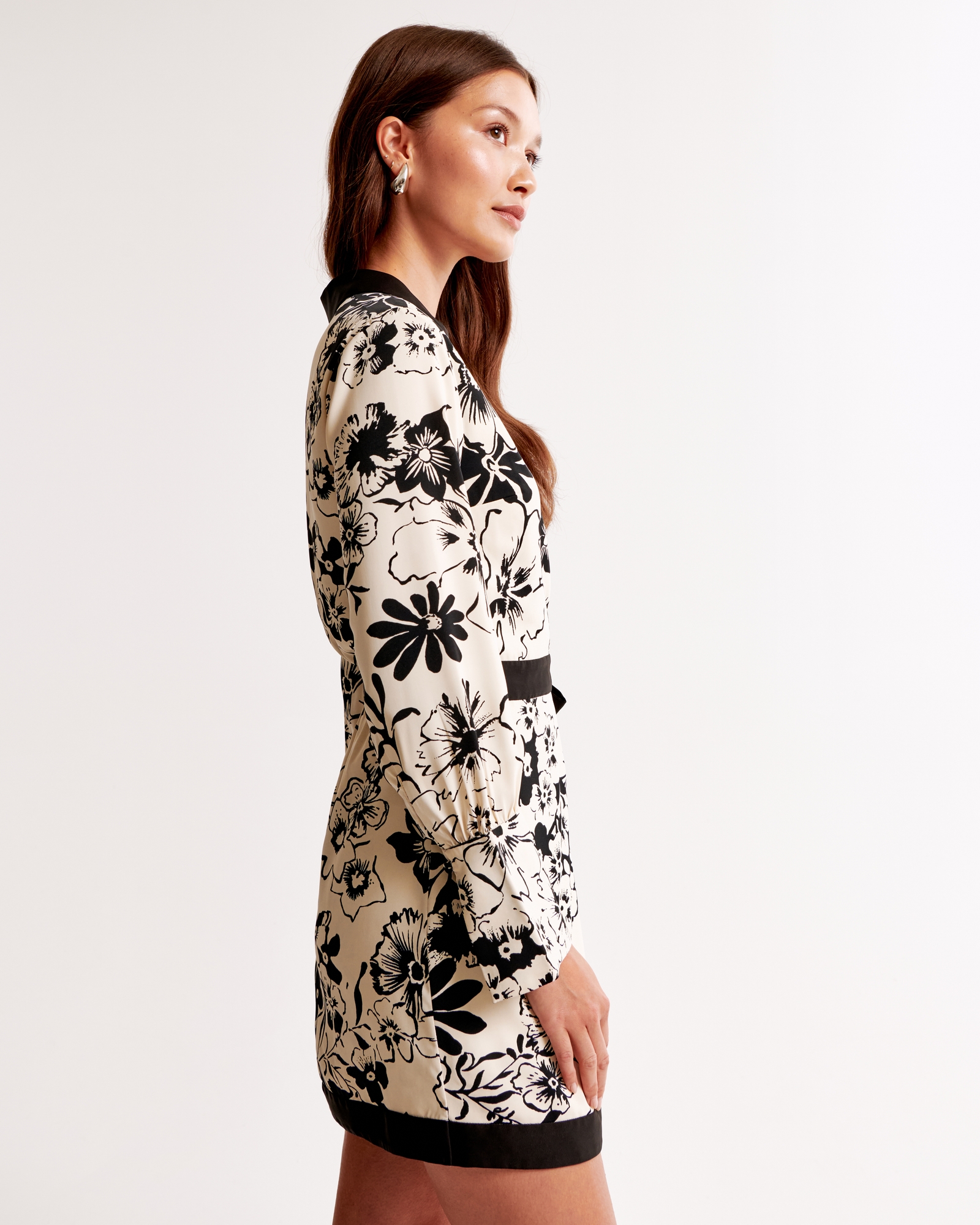 Long-Sleeve Wrap Mini Dress