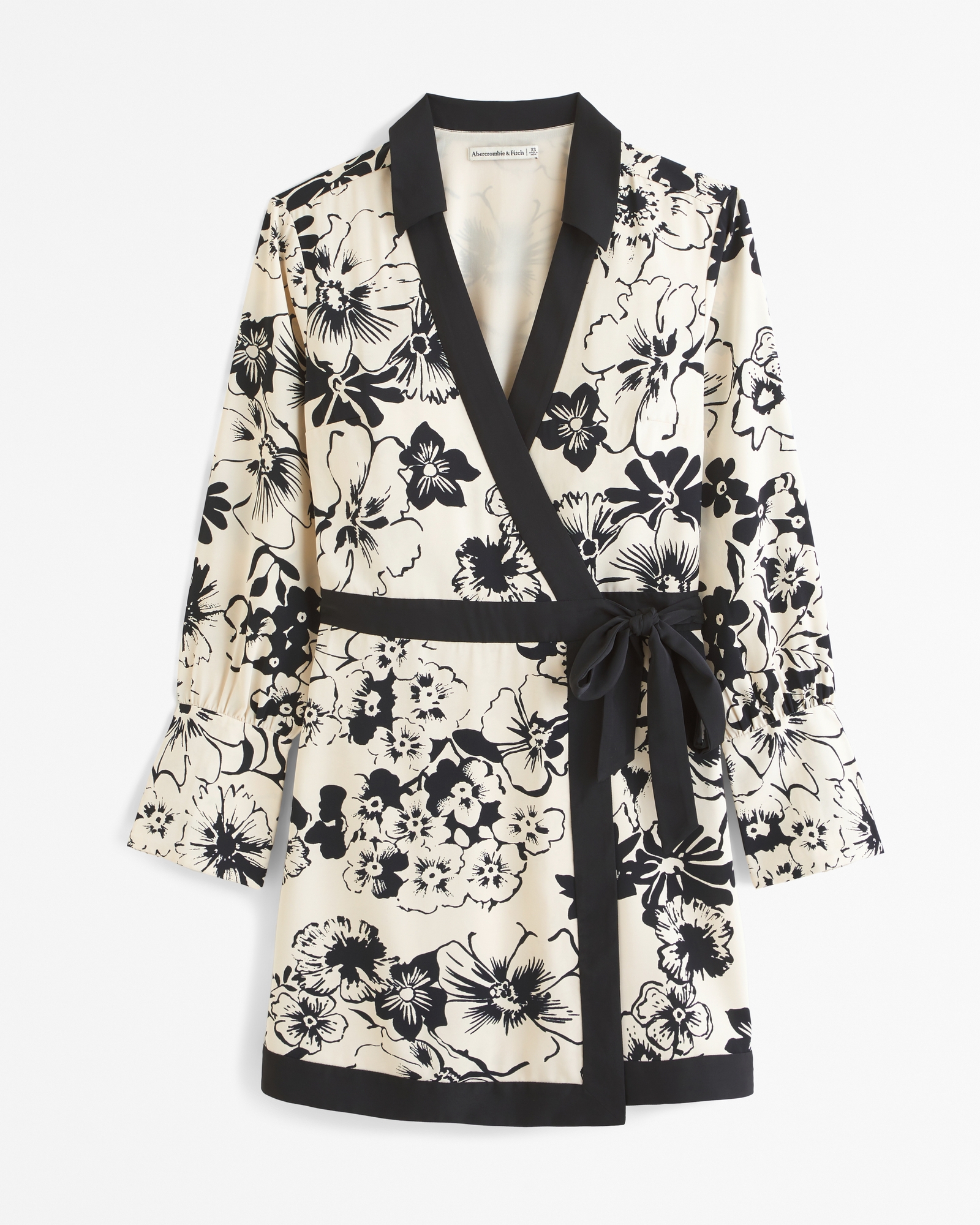 Long-Sleeve Wrap Mini Dress