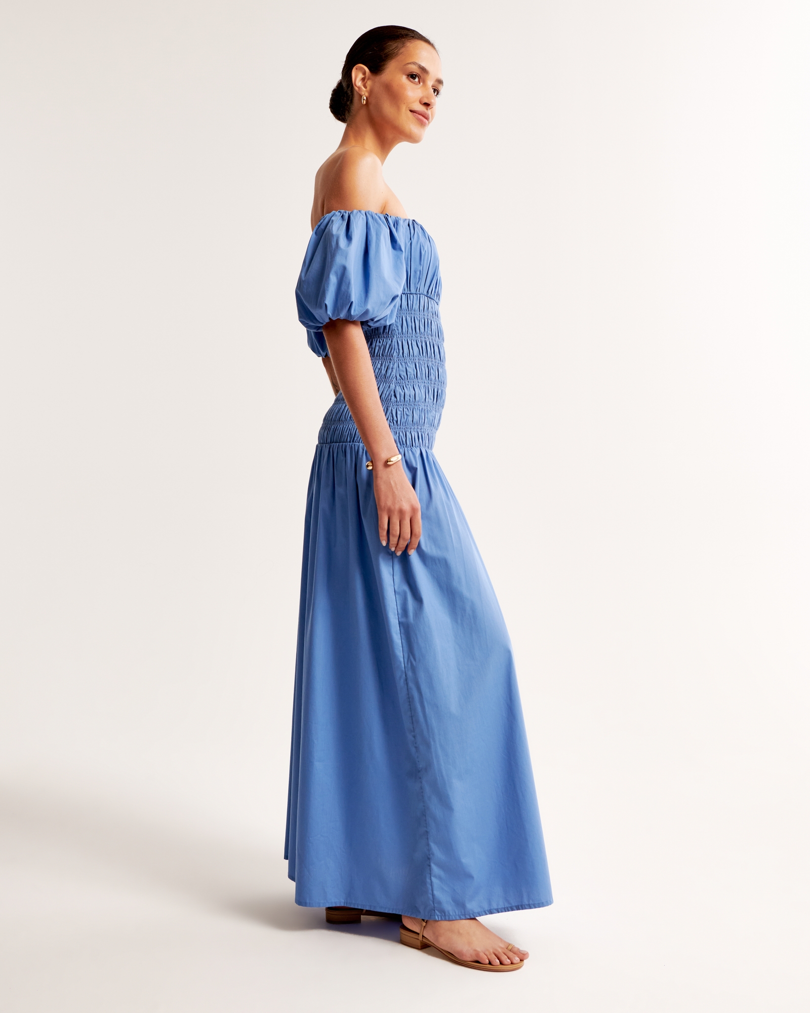 Smocked Drop-Waist Maxi Dress