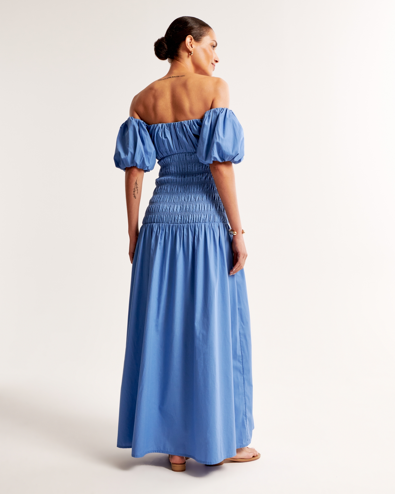 Smocked Drop-Waist Maxi Dress