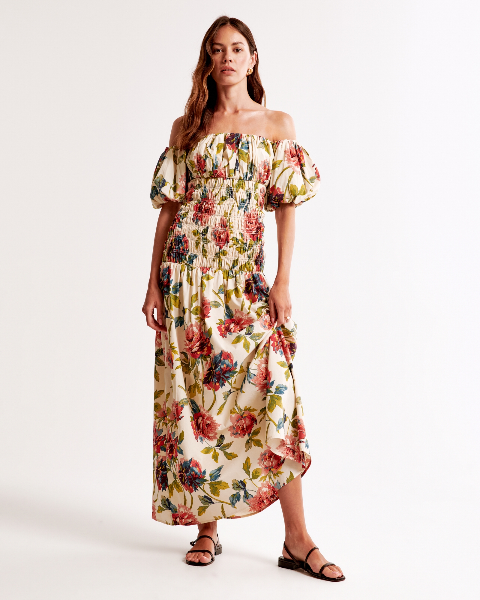 Smocked Drop-Waist Maxi Dress