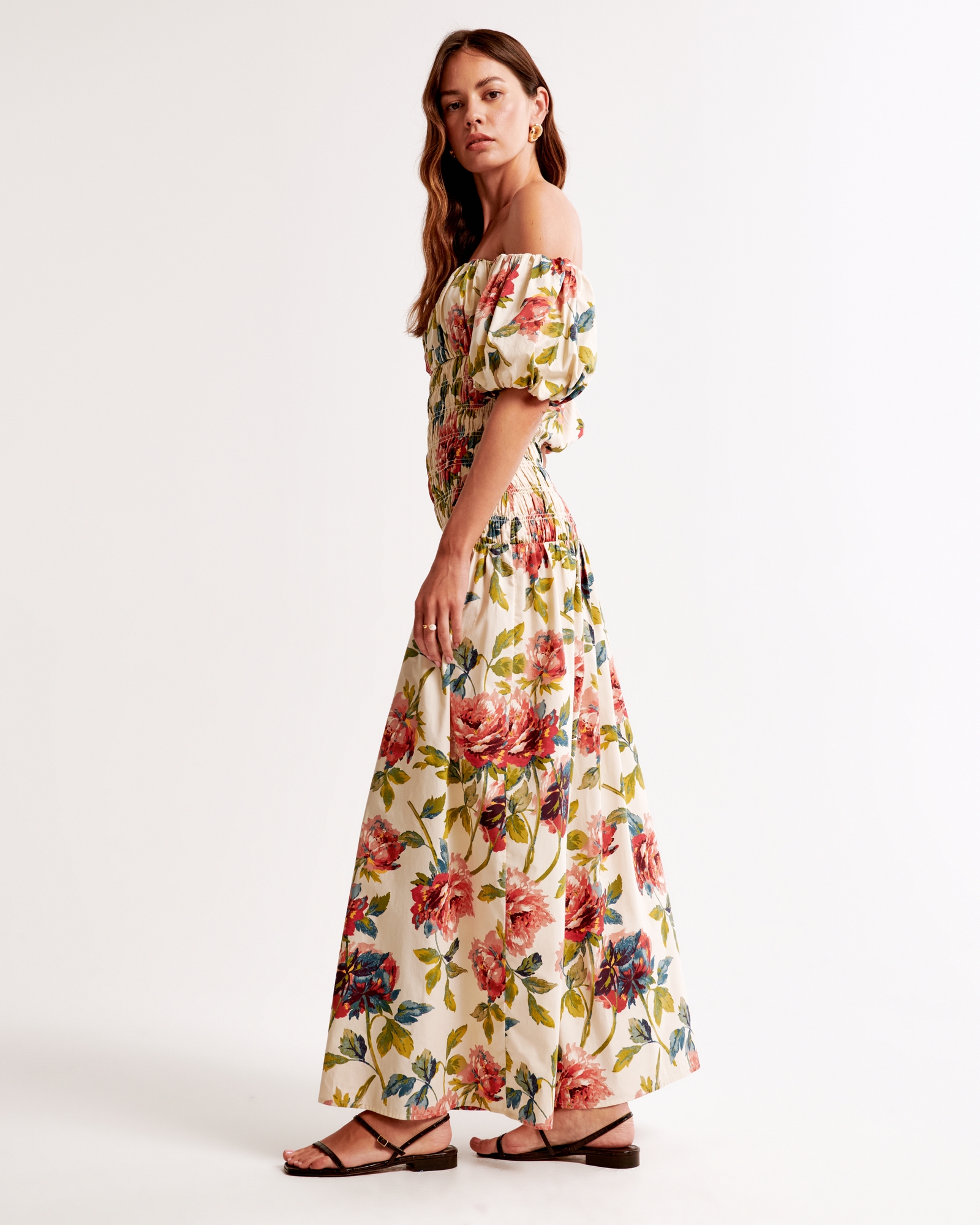 Smocked Drop-Waist Maxi Dress