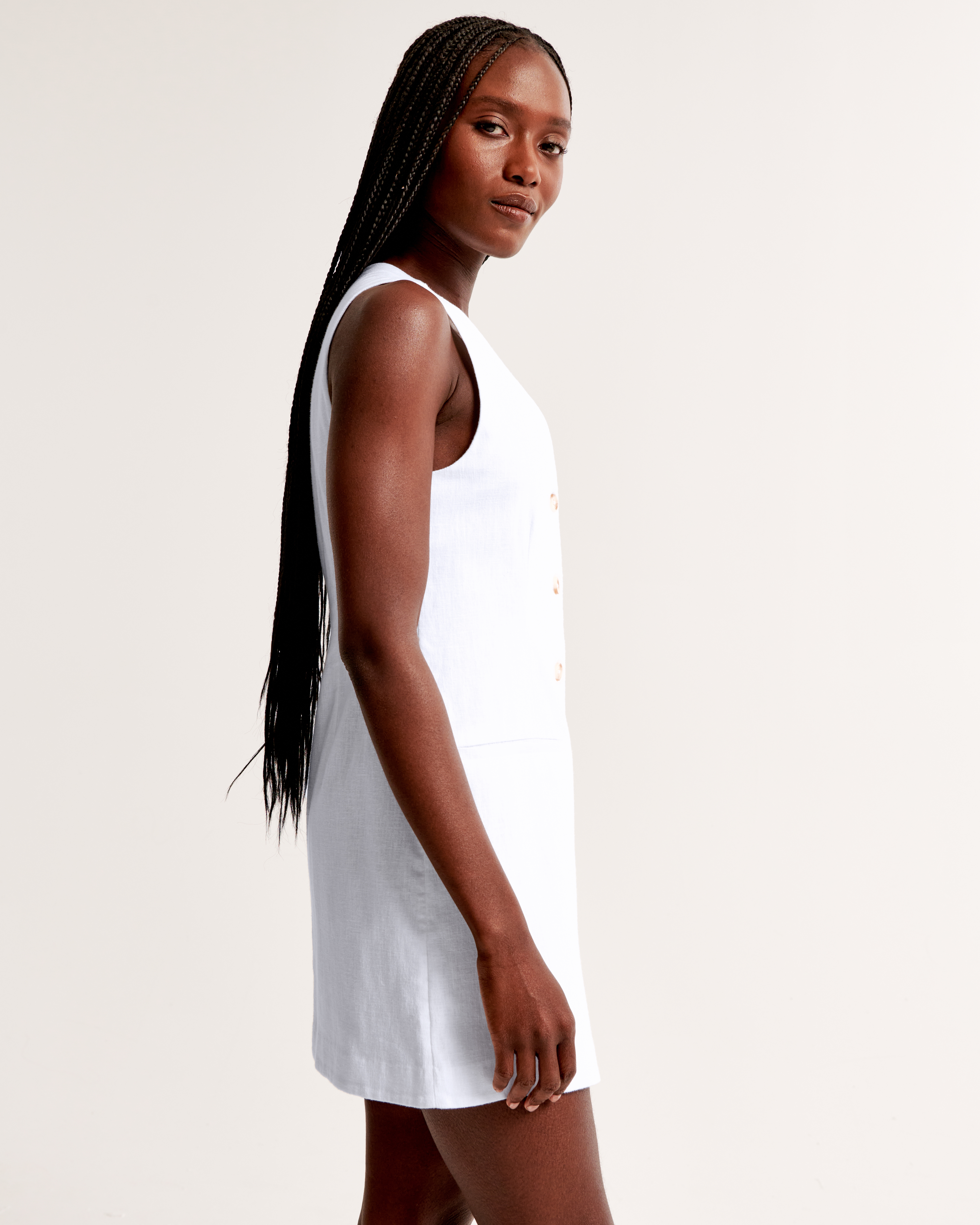 Abercrombie & Fitch The A&f Mara Linen-blend Vest Mini Dress In White
