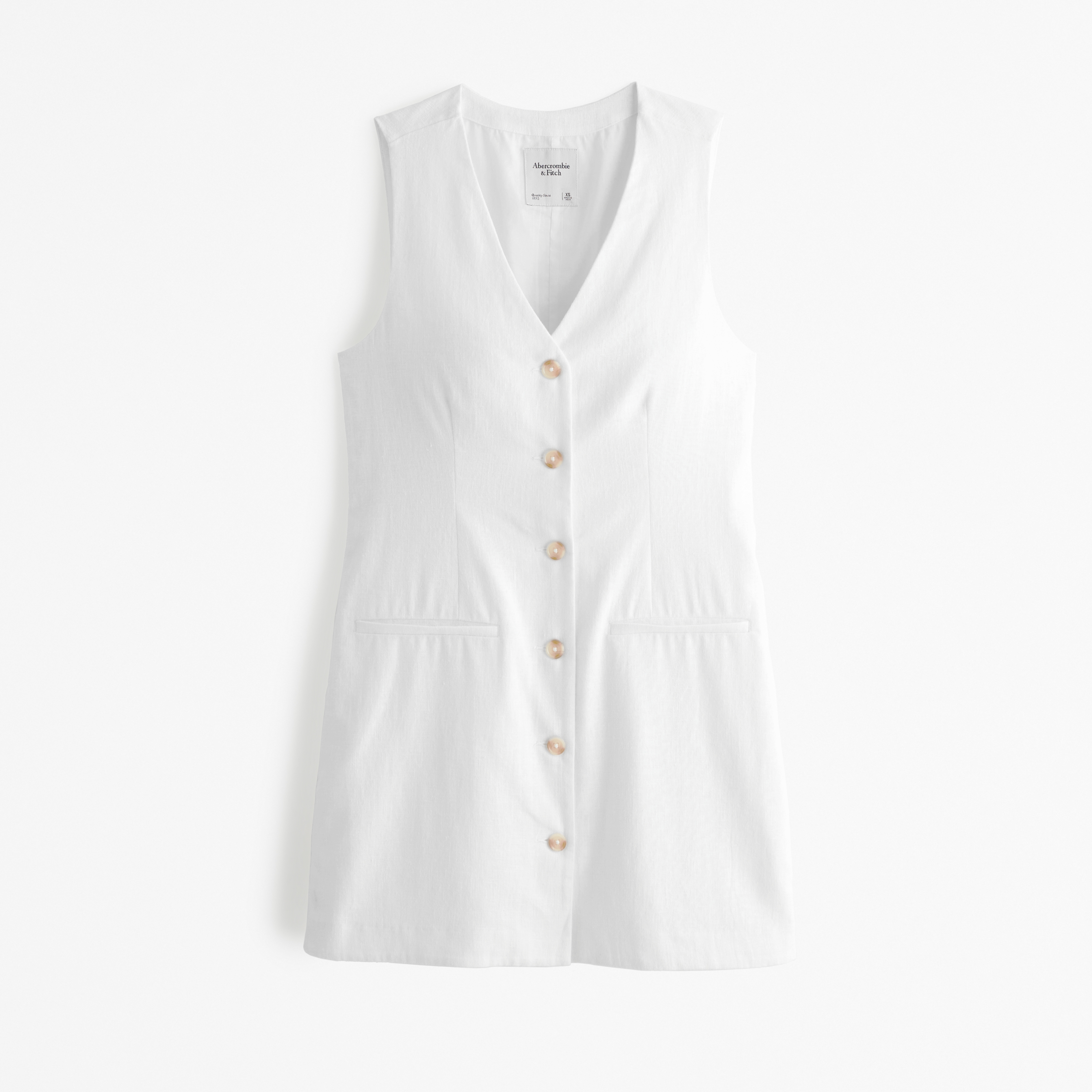 Abercrombie & Fitch The A&f Mara Linen-blend Vest Mini Dress In White