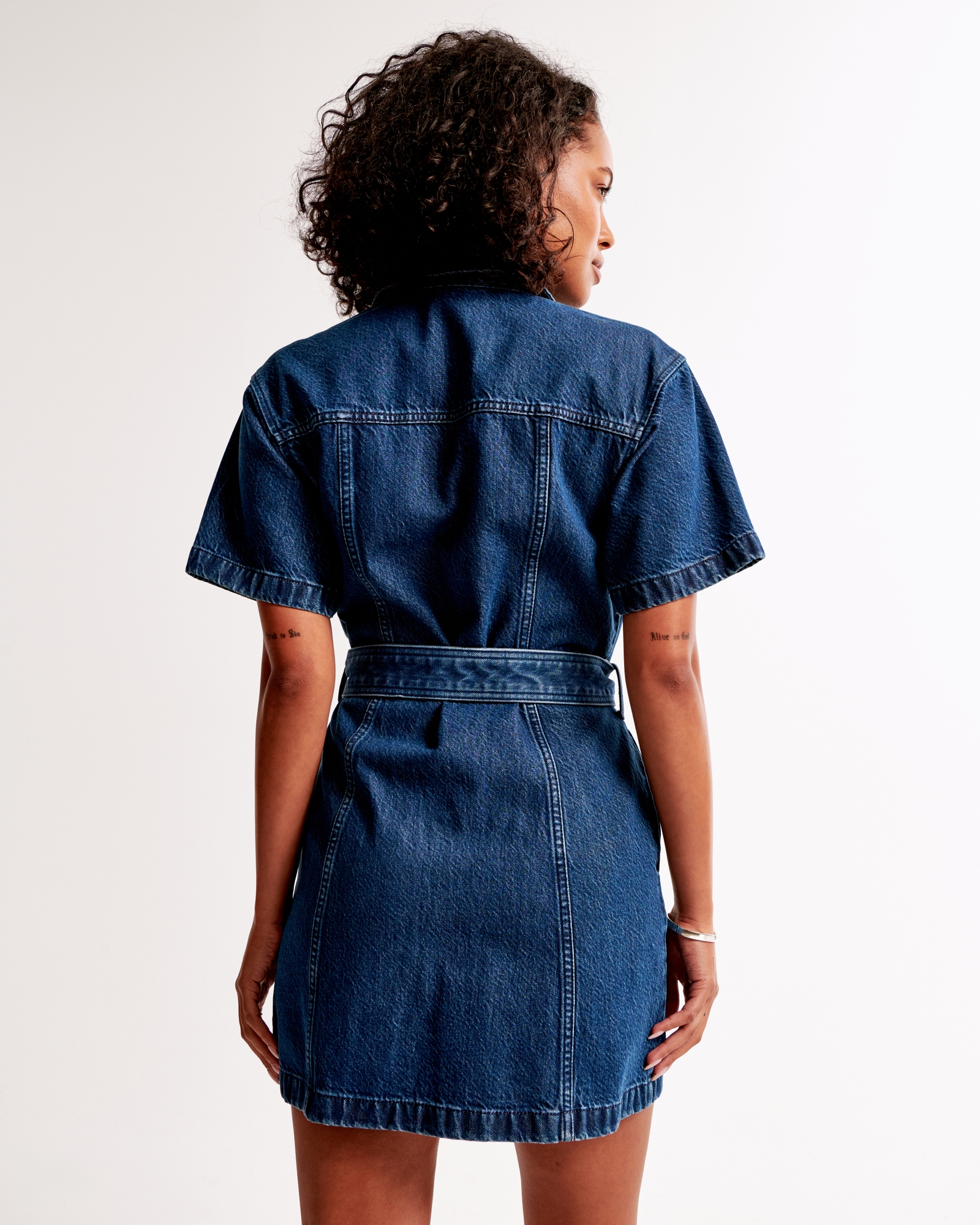 Short-Sleeve Denim Shirt Dress