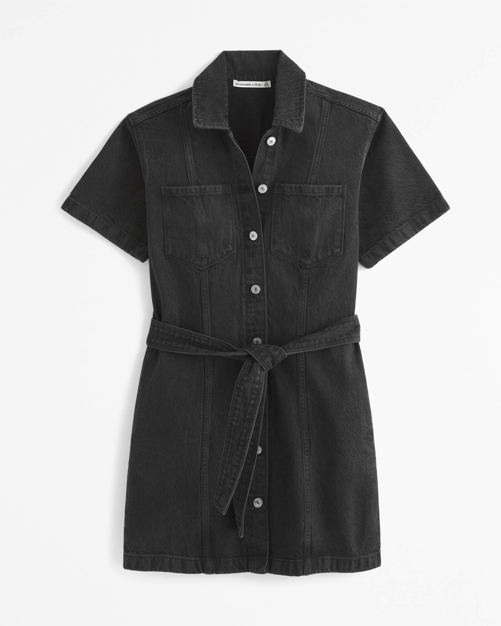 Short-Sleeve Denim Shirt Dress