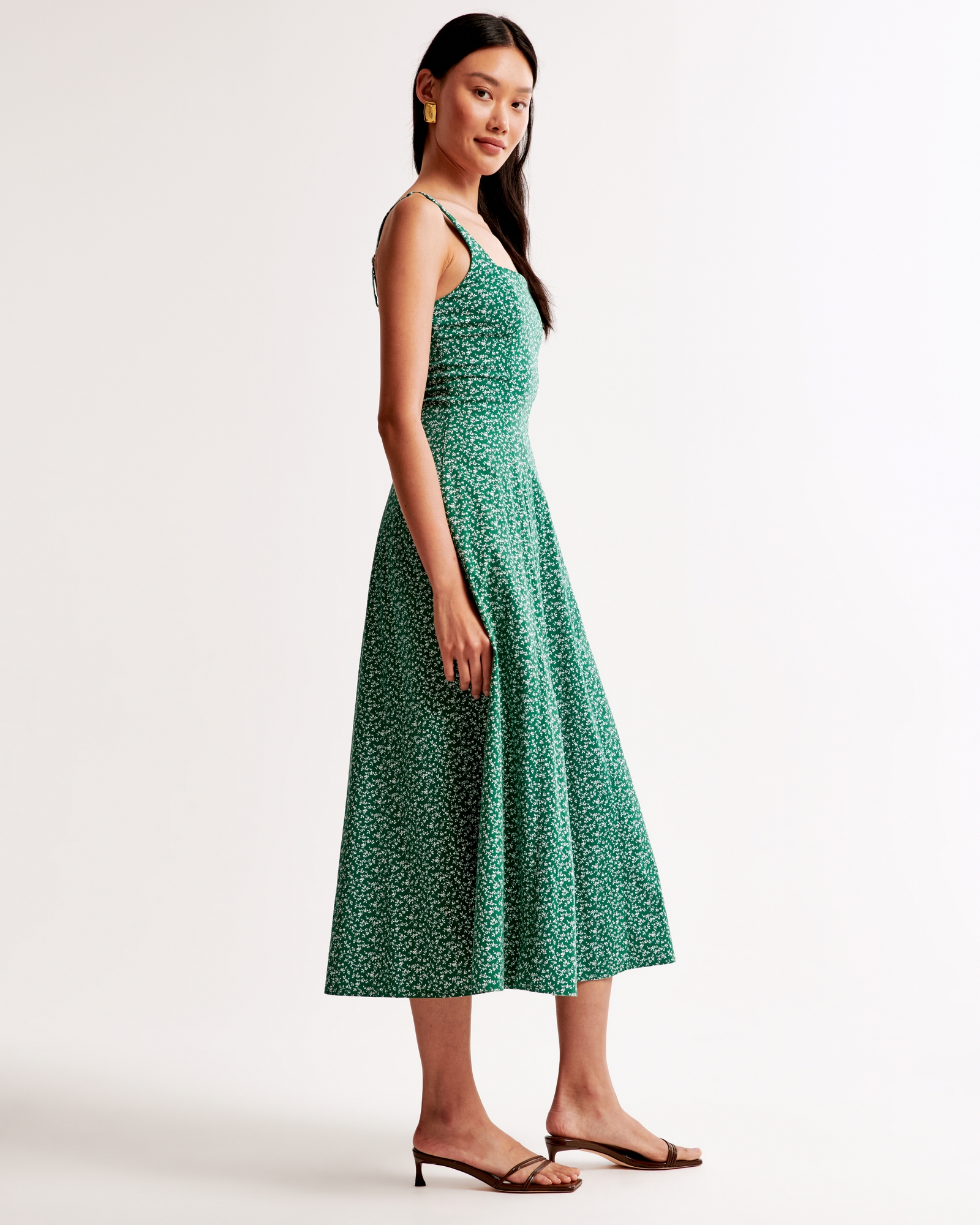 The A&F Mila Fit & Flare Stretch Midi Dress