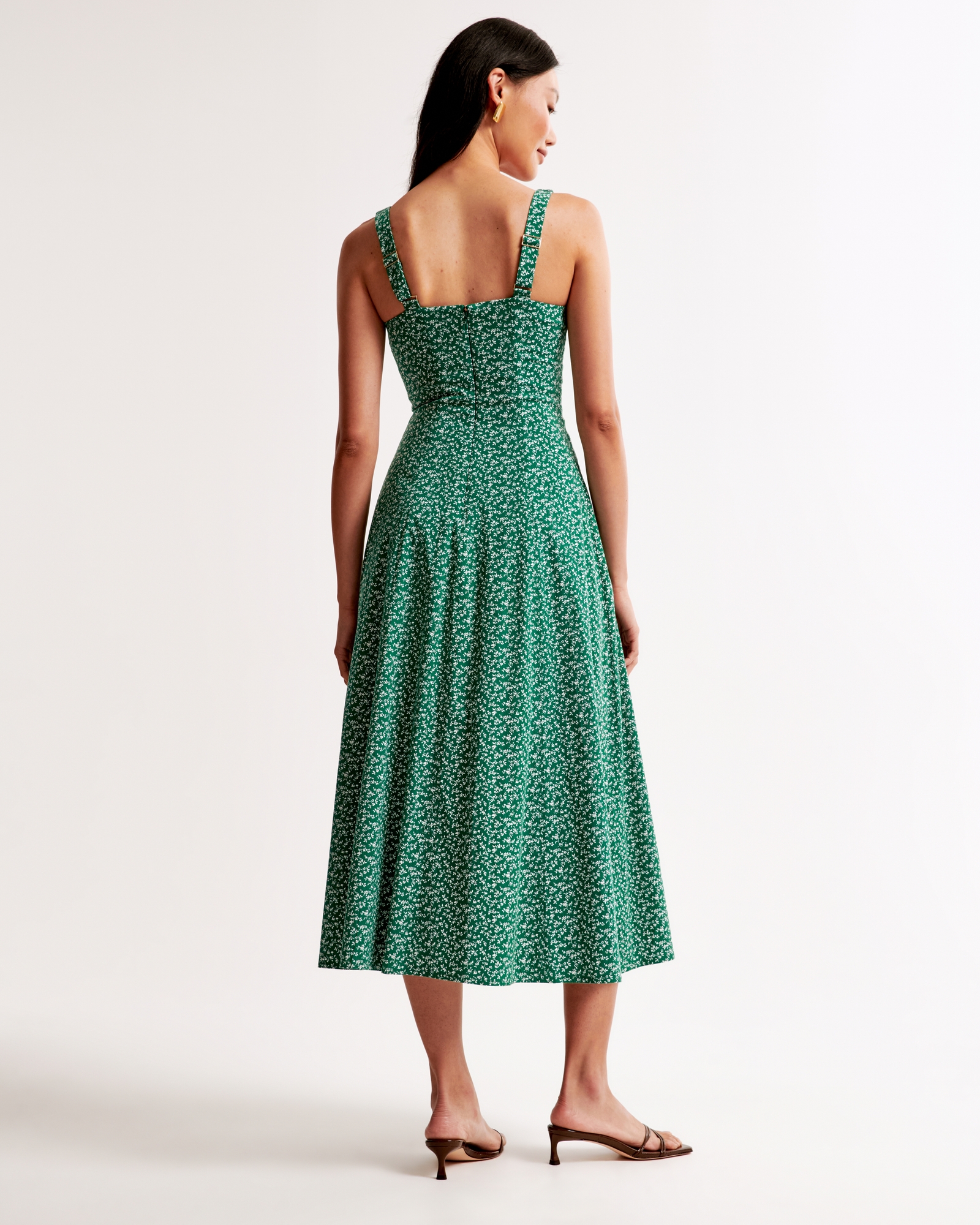 The A&F Mila Fit & Flare Stretch Midi Dress