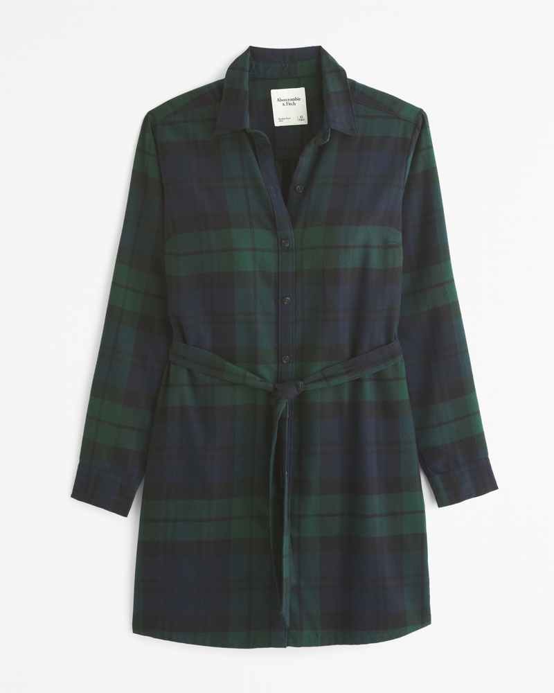 Green plaid shirt dress online