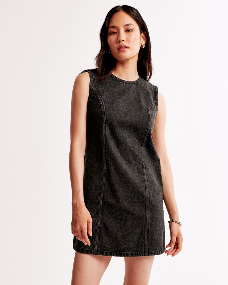 Short Sleeve Jean Dress Black Women's Denim Shift Mini Dress Women's Clearance Short Sleeve Jean Dress Black Women's Denim Shift Mini Dress Women's Clearance