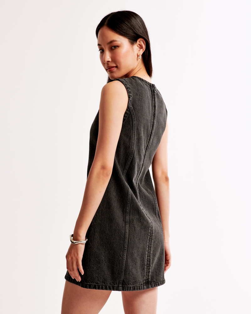 Denim Mini Shirt Black Denim Shift Dress Women's Denim Shift Mini Dress  Women's Dresses Jumpsuits