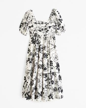 Women's The A&F Emerson Poplin Puff Sleeve Midi Dress | Women's ...