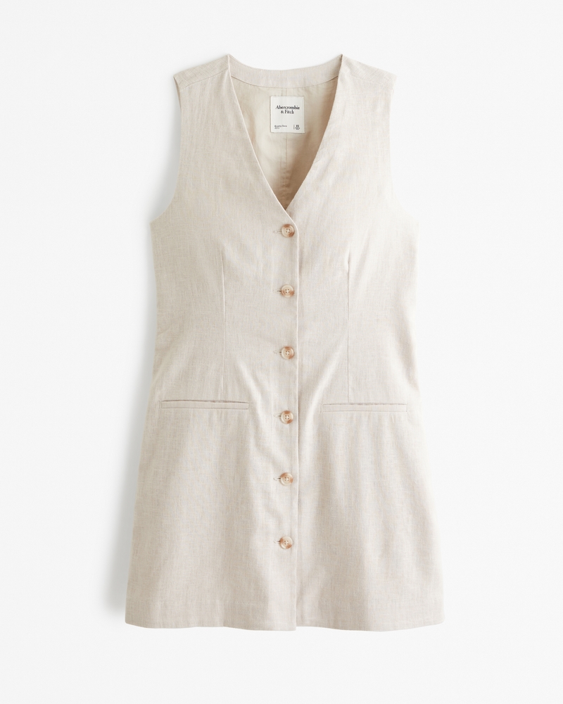 Women's The A&F Mara Linen-Blend Vest Mini Dress | Women's