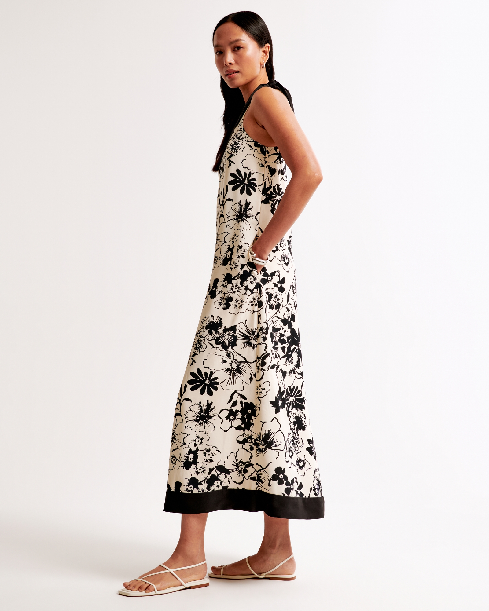 One-Shoulder Scarf Midi Dress