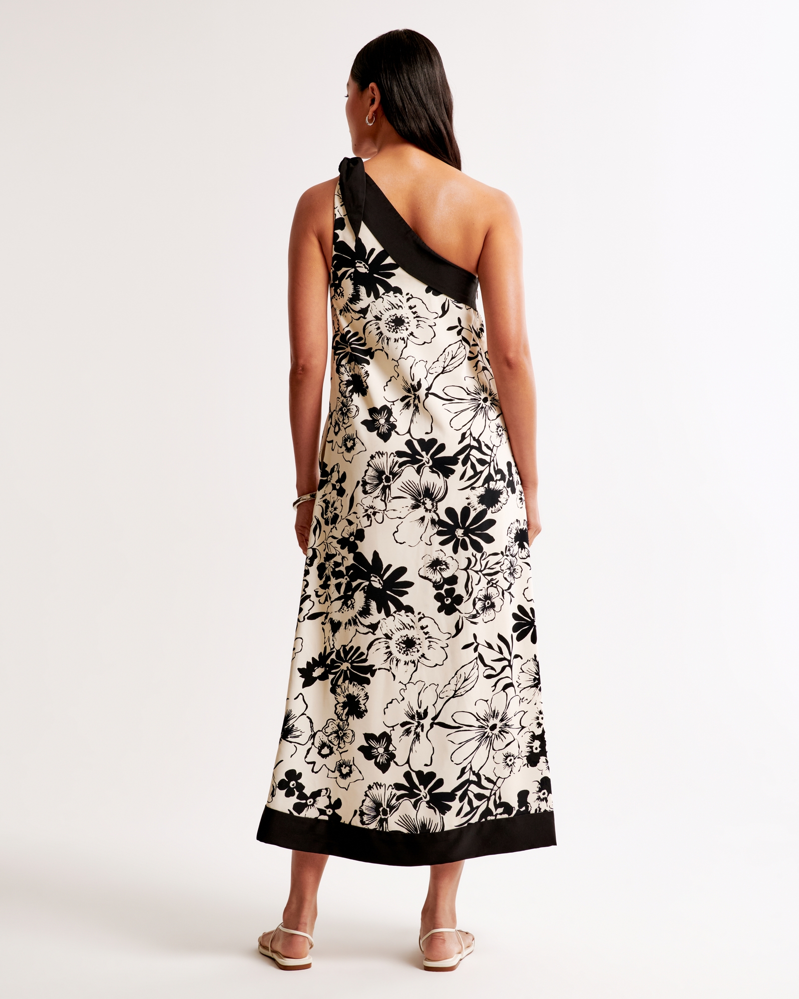 One-Shoulder Scarf Midi Dress