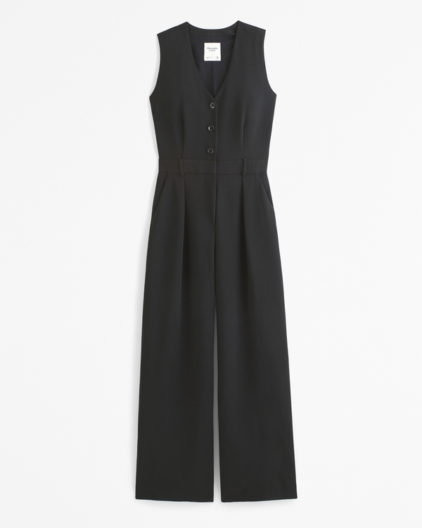 The A&F Mara Vest Jumpsuit, Black