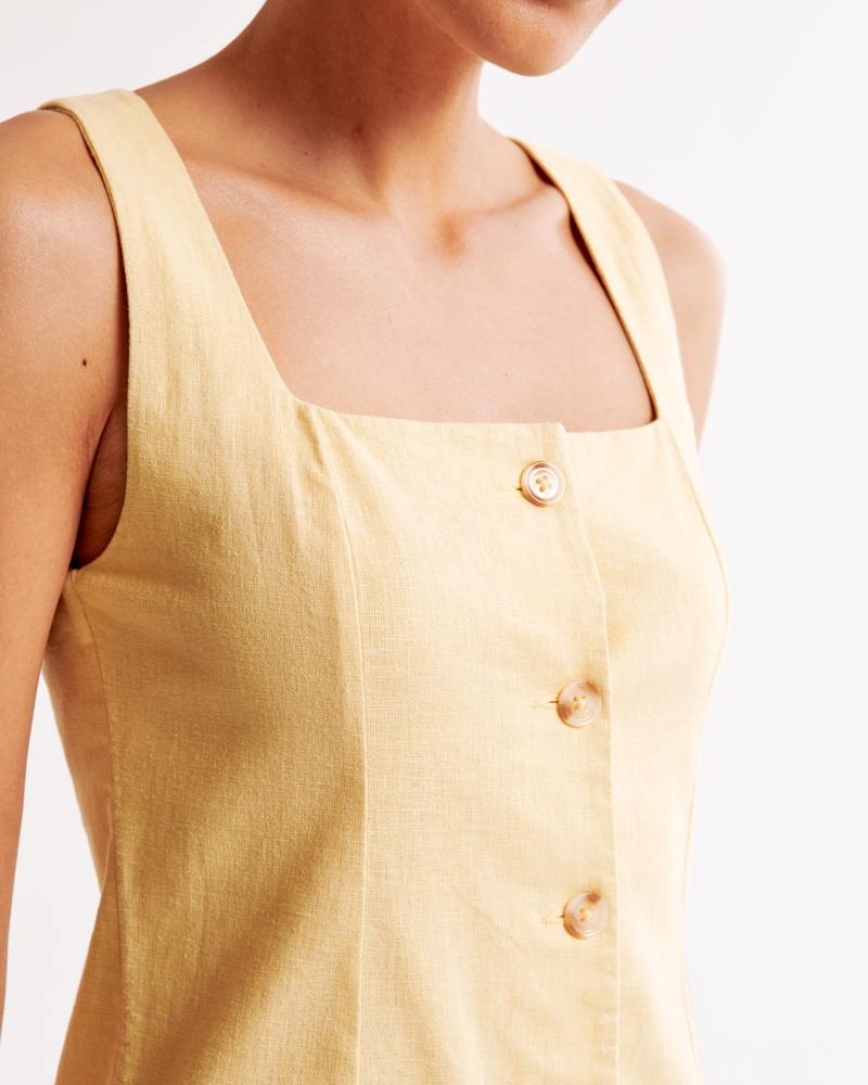 The A&F Mara Squareneck Linen-Blend Vest Mini Dress