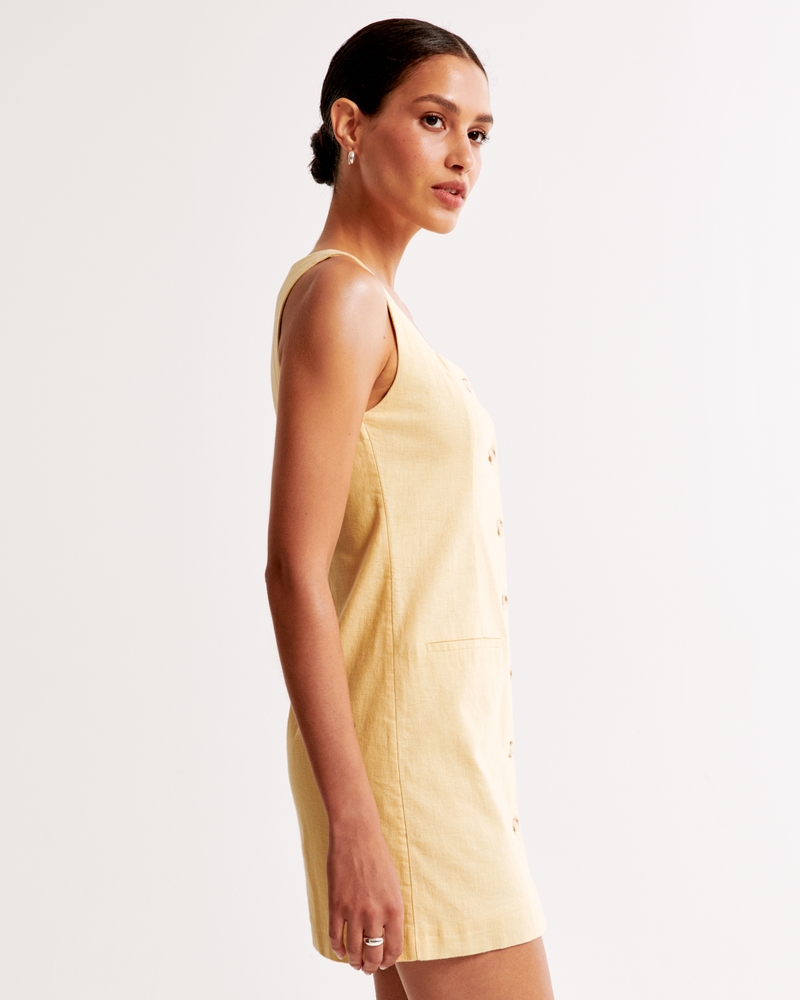 The A&F Mara Squareneck Linen-Blend Vest Mini Dress